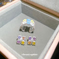 Multicolor Crystal Flower Stud Earrings Enamel Daisy Open Ring Two view 4