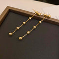 Gold Tone Pearl Linear Drop Earrings In Two Designs view 7
