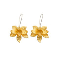Layered Flower Drop Earrings in Green White and Yellow view 5
