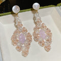 Woven Beaded Diamond Drop Earrings in Pink and Green Colorways view 6