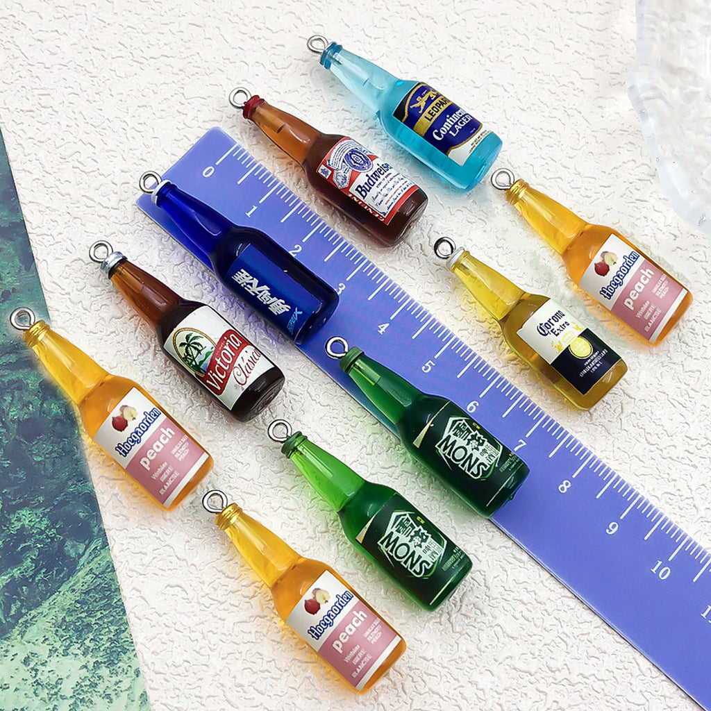 Acrylic Mini Beer Bottle Charm Pendant for DIY Keychain Necklace Earrings Making