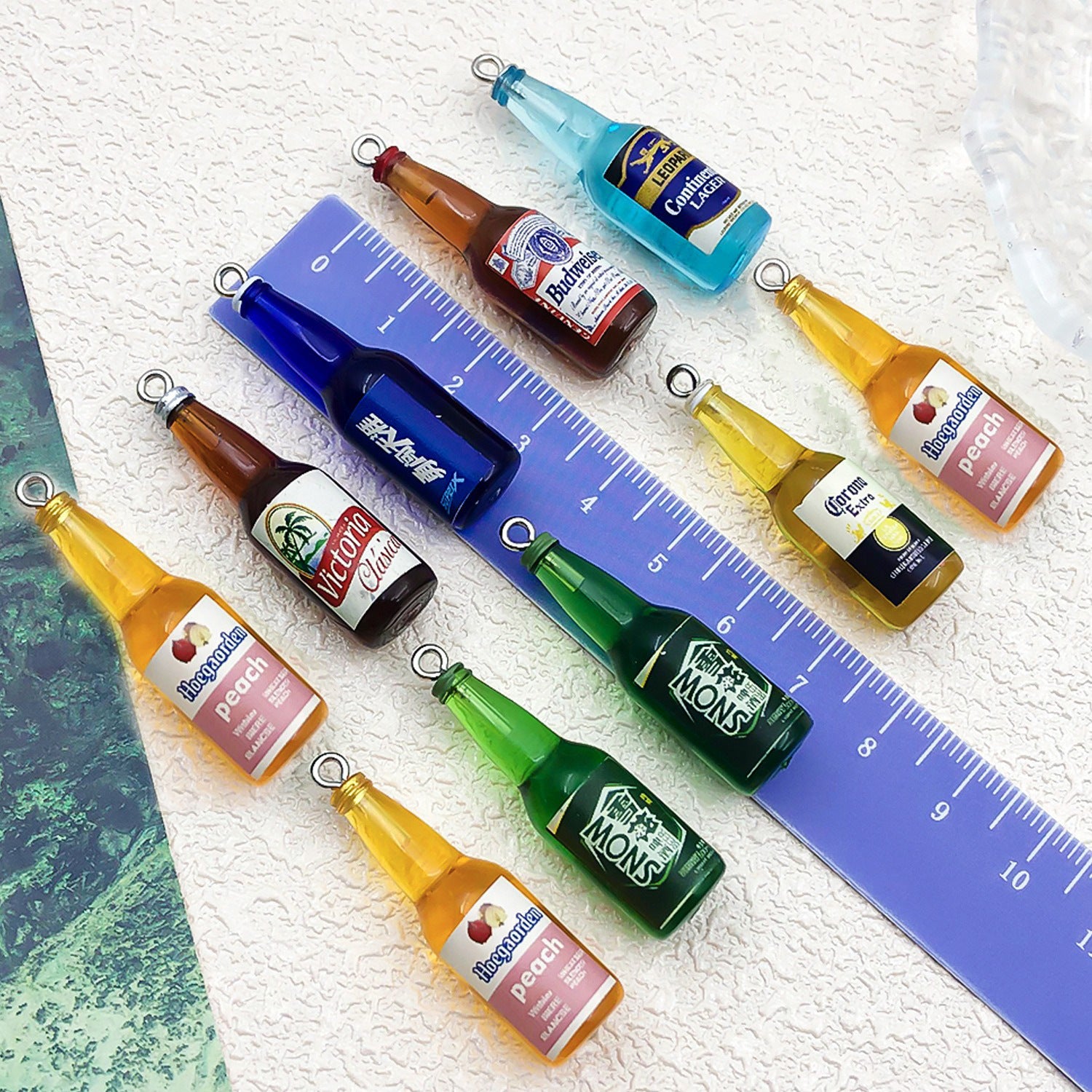 Acrylic Mini Beer Bottle Charm Pendant for DIY Keychain Necklace Earrings Making