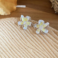 Iridescent Five Petal Flower Stud Earrings In Three Tints view 7