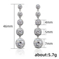 Graduated Round Clear Stone Drop Earrings Metal Jewelry Design view 5
