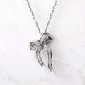 Clear Baguette Crystal Bow Knot Pendant in Silver Tone view 3