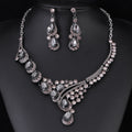 Black Silver Tone Lock Crystal Five Designs Metal Necklace view 7