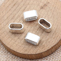 Smooth Oval Silver Tone Large Hole Slider Beads For Jewelry Making view 2