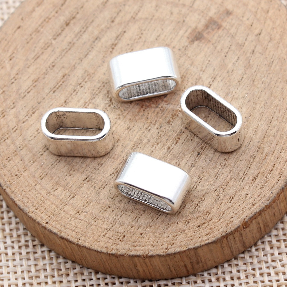 13x7x6.8mm 1.25g Antique Silver Zinc Alloy Oval Large Hole Button Round Beads for Bracelet Necklace DIY