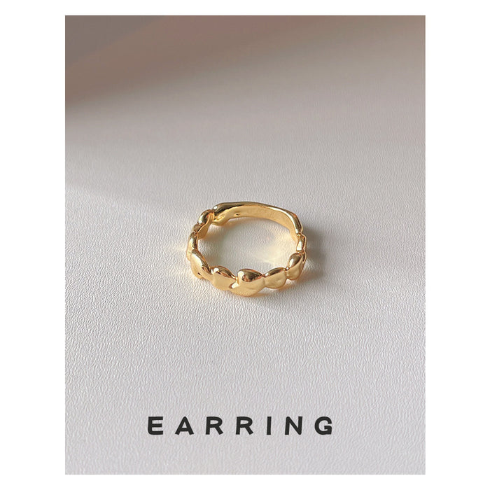 Gold Tone Irregular Wavy Band Ring Organic Liquid Texture
