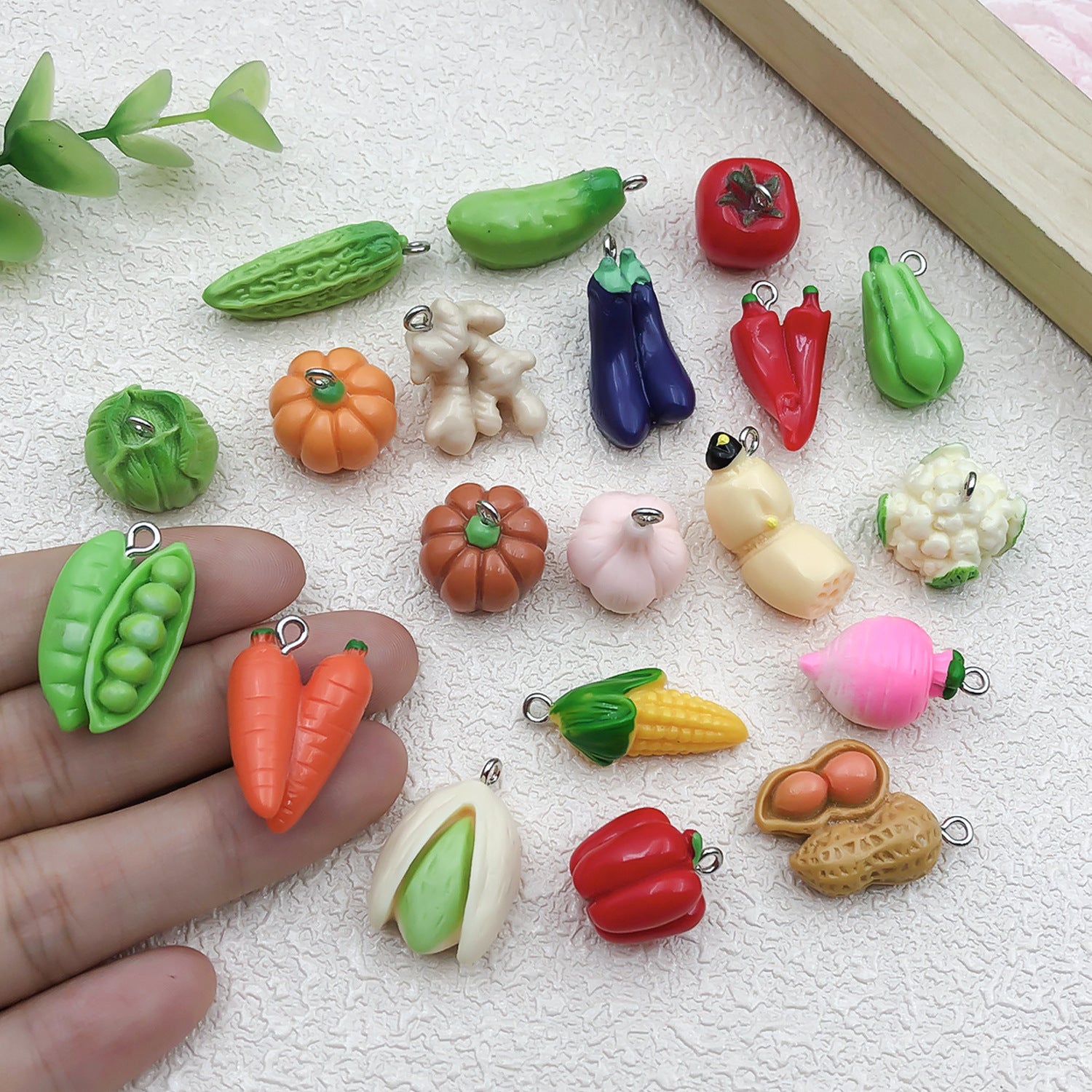 Acrylic Mini Vegetable Food Charm Pendant for DIY Keychain Necklace Earrings Making