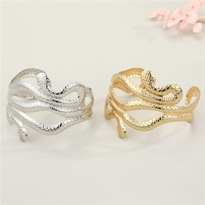 Gold and Silver Tone Snake and Starfish Open Cuff Bracelets