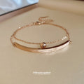 Rose Gold Double Layer Bar Bracelet Youth Engraving view 4