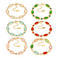 Gold Marquise Czech Glass Station Bracelets Multicolor Stones view 5