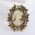 Cameo Rose Frame Brooch With Polished Metal And Sculpted Decorative Details view 6