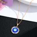Gold Tone Clear Round Resin Evil Eye Pendant Necklaces in Four Colors view 7