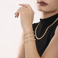 Rectangle Halo Zircon Link Bracelet Gold Or Steel Adjustable view 2