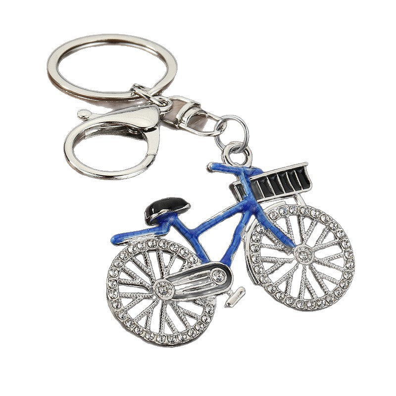 Rhinestone Bicycle Alloy Keychain Gift Pendant for Couples