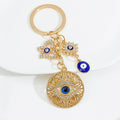 Gold-Tone Filigree Evil Eye Keychain with Rhinestone Charms view 2