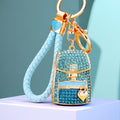 Crystal Double Shoulder Backpack Keychains in Pink and Blue with Braided Loops view 8