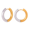 Two-Tone Gold Steel Thick Huggie Hoop Earrings Sizes view 5