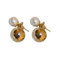 Gold Tone Ball and Pearl Double Sided Stud Earrings view 5