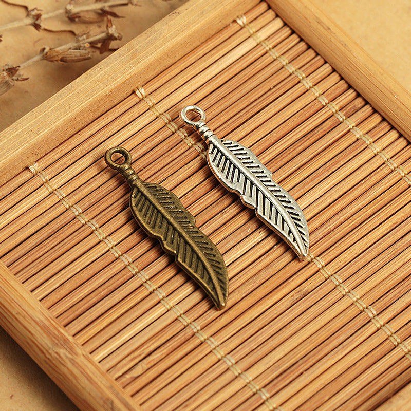 Alloy Feather Dreamcatcher Wing Charm Pendant 30x8mm