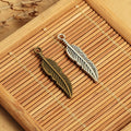 Slim Feather Metal Charm Pendant in 3 Finishes for Jewelry Making view 2