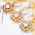 Pearl Openwork Rose Keychains in Three Colors with Braided and Plain Loops view 3