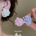 Resin Rose Flower Stud Earring Sets Two Multicolor Cards view 2