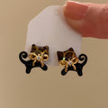 Black Gold Cat Bow Novelty Stud Earrings For Women view 1