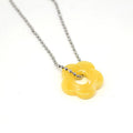 Silver Tone Ball Chain Resin Flower Pendant Necklaces in Thirteen Colors view 3