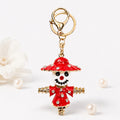 Rhinestone Enamel Scarecrow Keychain Gold Tone Clasp view 6