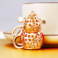 Red Jeweled Wealth Deity Keychain with Gold Tone Hardware view 4