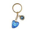 Blue Heart Evil Eye Keychain Gold Ring Rhinestone Charm view 5