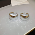 Wide Hammered C Hoop Earrings in Gold and Silver Tones view 7