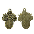 Rose Detail Oval Cabochon Pendant Settings in Two Finishes view 4