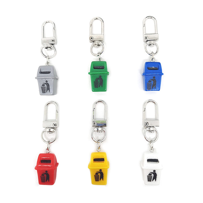 Miniature Colorful Trash Bin Novelty Clip Keychains