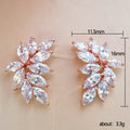 Marquise Leaf Cluster Stud Earrings White Gold Rose Gold view 5