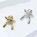 Wide Brim Hat Figure Brooch in Gold or Silver Decorative Lapel Pin view 4