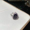 Silver Teardrop CZ Open Ring and Drop Earrings Pink Purple view 3