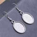 Plain Oval Bezel Drop Earrings in Four Size-Finish Options view 1