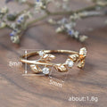 Gold Tone Leaf Vine Open Ring Clear Stones Sizes 6-10 view 5