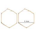 Large Hexagonal Hoop Earrings in Gold and Silver Tone view 5