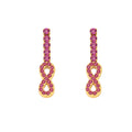 Gold Figure-Eight Drop Earrings Pink Or Blue Zircon Pave view 5