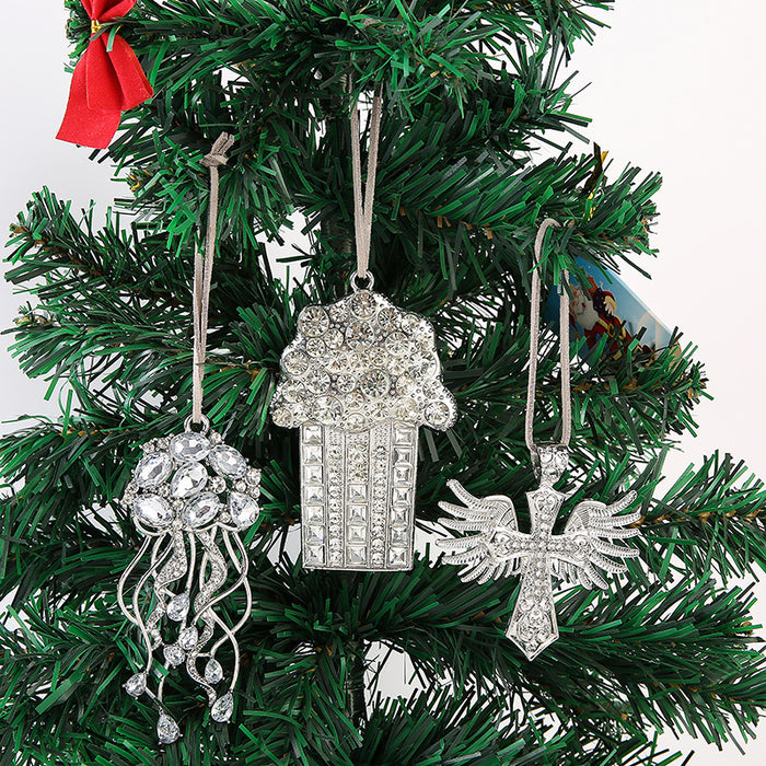 Rhinestone Jellyfish Popcorn Winged Cross Hanging Ornament