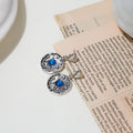 Silver Space Planet Star Blue Center Medallion Earrings view 2