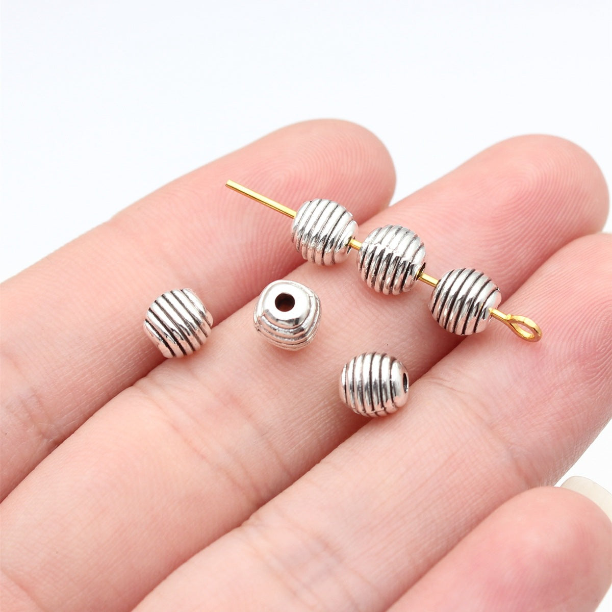 5.9x5.9x5.8mm 0.7g Antique Silver Zinc Alloy Small Hole Round Spacer Beads for DIY Bracelet Jewelry Making