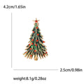 Green Enamel Christmas Tree Brooch Red Rhinestone Star Pin view 5