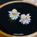 Clustered Crystal Flower Ear Cuffs in Gold and Silver Tones view 4