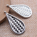Woven Pattern Round and Teardrop Pendants in Antique Silver view 4